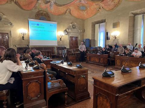 Presentations at the Council Hall of Palazzo Malvezzi Presentations at the Council Hall of Palazzo Malvezzi