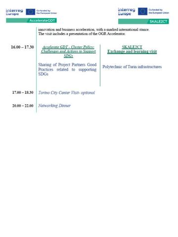 Turin Agenda Day 1 (cntd.)