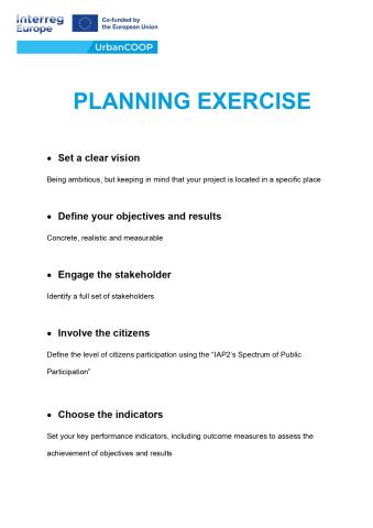Planning exercise Planning exercise