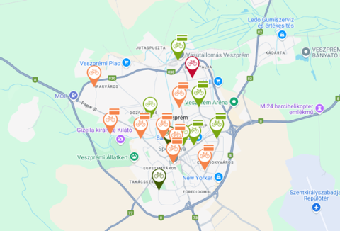V-bike stations in Veszprém Currently available V-bike stations in Veszprém