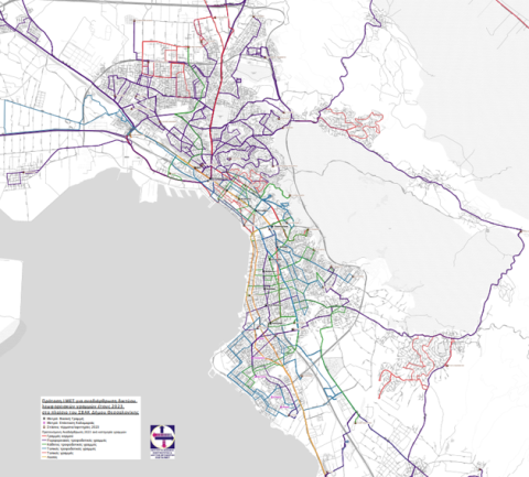 CERTH/HIT’s proposal for the restructuring of Thessaloniki's public transport network Map displaying the restructuring of the public transport network of Thessaloniki's agglomeration, as this proposed for the Sustainable Urban Mobility Plan (SUMP) of Thessaloniki's Municipality