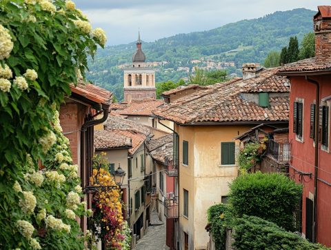 houses and street in a small town Italy houses and street in a small town Italy
