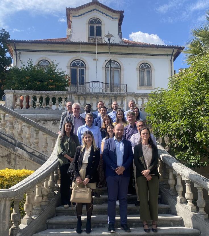 group oh people in coimbra on stairs