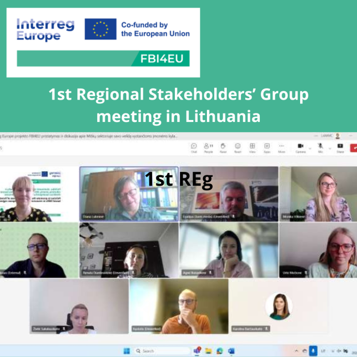First Regional Stakeholders’ Group Meeting in Lithuania – FBI4EU Project Screenshot from the first Regional Stakeholders’ Group Meeting in Lithuania for the FBI4EU project, showing participants engaging in a virtual discussion via the TEAMS platform.