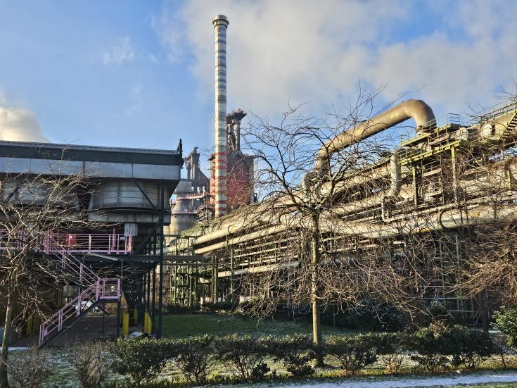 Duisburg steel plant A steel plant with trees in the foreground