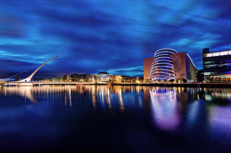 Samuel Beckett Bridge, an architectural highlight of modern Dublin, inspired by the Irish harp