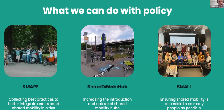 What we can do with Policy in Shared Mobility Screenshot from the Webinar