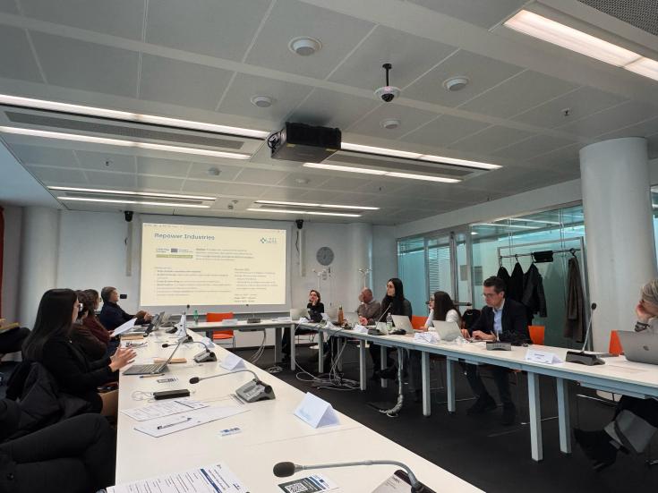 Silvia Brembati from Lombardy Energy Cleantech Cluster presenting the Repower Industries project during the local stakeholder meeting of the GreenGov project