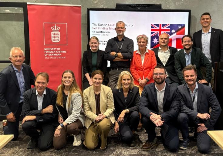 A group photo of the Danish delegation in the office of the Danish Trade Council