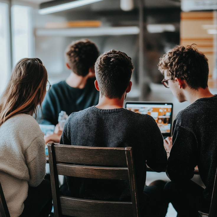 Group of students on a laptop