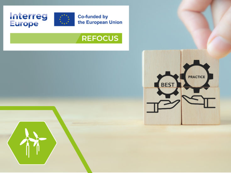 Building blocks representing policy best practices are placed together alongside the REFOCUS logo