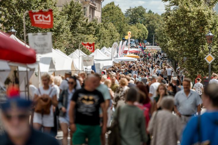 Group of people in a festival in the city of Klaipeda