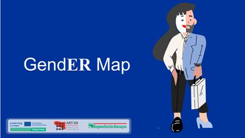 The GendER Map aims to map the initiatives active in the Emilia-Romagna Region to promote gender equality in the workplace. Cover page of the gender map tool.
