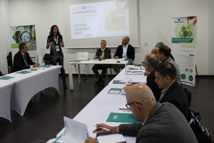 Snapshot of stakeholder meeting in Extremadura featuring a presenter along with participants