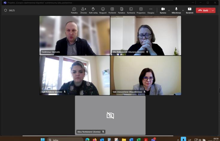In February 2025, the first EDIN stakeholders meeting organized by Lazdijai District Municipality Administration took place. Group of people attending an online meeting