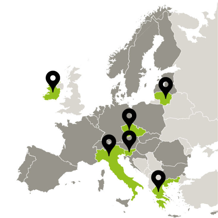 Map of the Repower Industries consortium Map showing the partners of the Repower Industries project