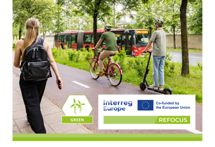 Various modes of sustainable transport on a street