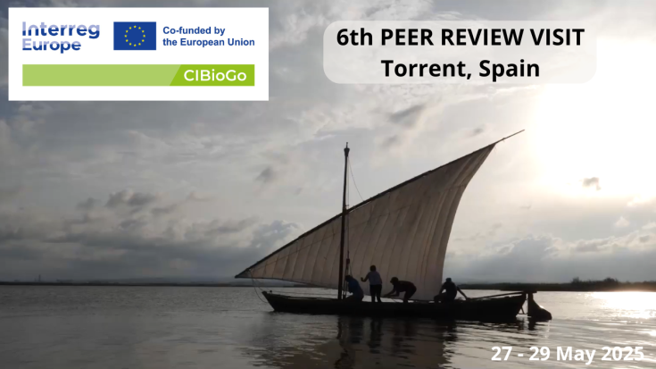 I see 4 people on a boat as well as the CIBioGo logo and 2 texts