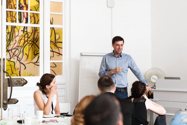 People discussing at an event