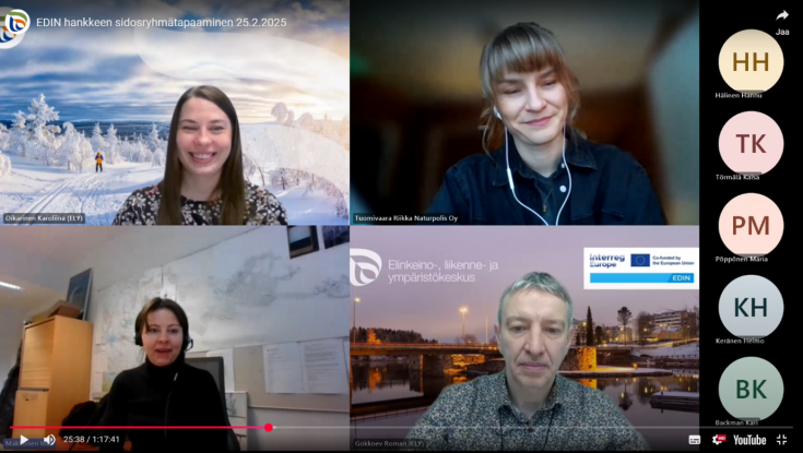 LSG in Kainuu meet online to discuss the progress of EDIN Group of people attending an online meeting