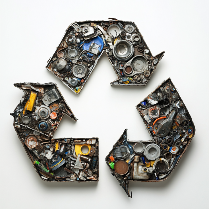 Recycle icon made with recycled materials Recycle icon made with recycled materials