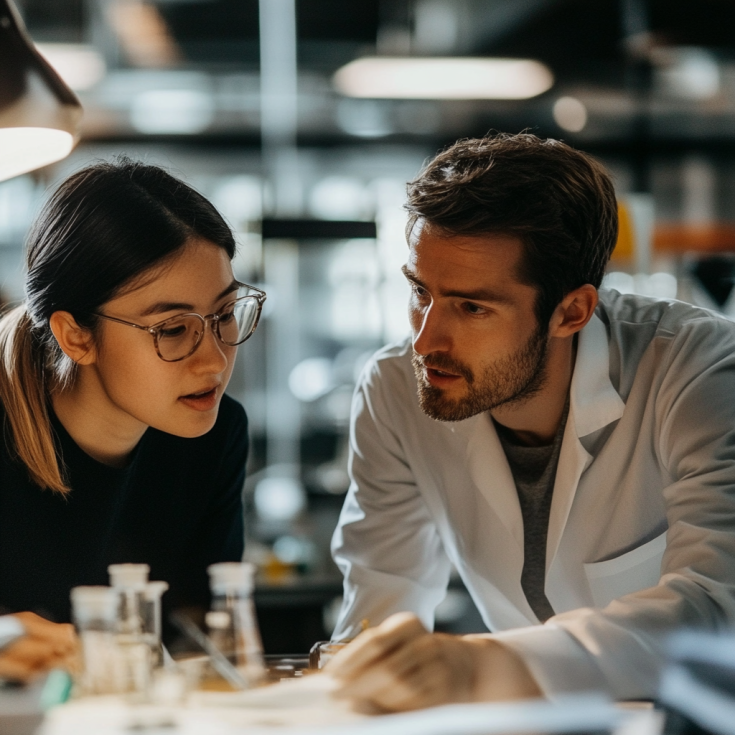Researcher working together with an entrepreneur Researcher working together with an entrepreneur