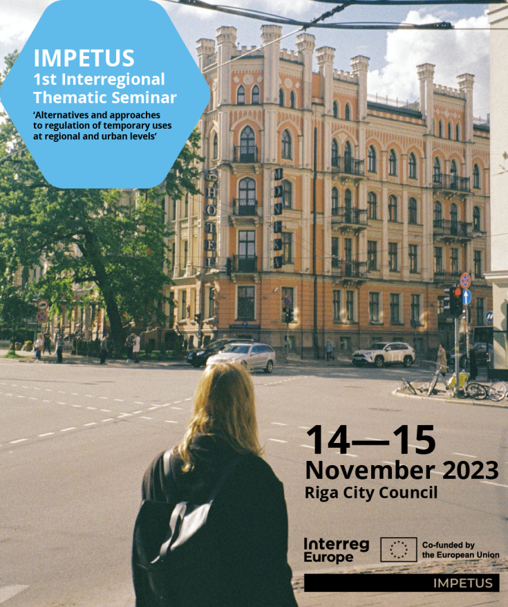 A "save the date" image for the IMPETUS First Interregional Thematic Seminar in Riga 