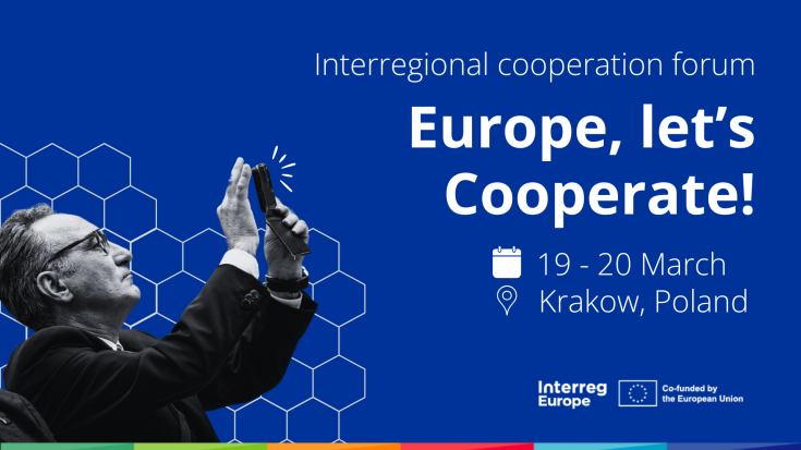 Save the date europecooperates2025 Man taking a picture, information on europecooperates
