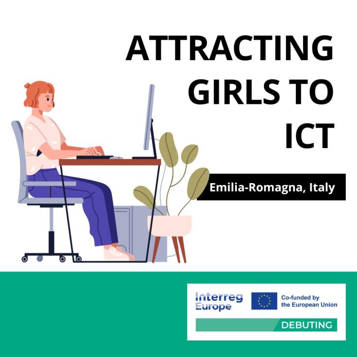 A drawing of a girl on her laptop.