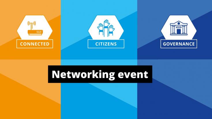 Networking to meet new project partners thematic icons connected citizens governance