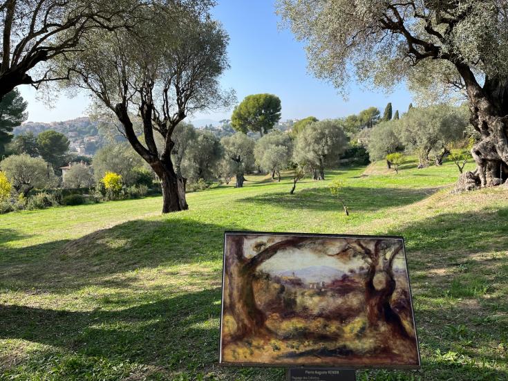 Lush green landscape with a painting of the landscape Lush green landscape with a painting of the landscape