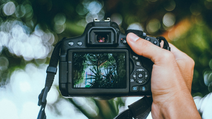 Camera capturing a natural landscape