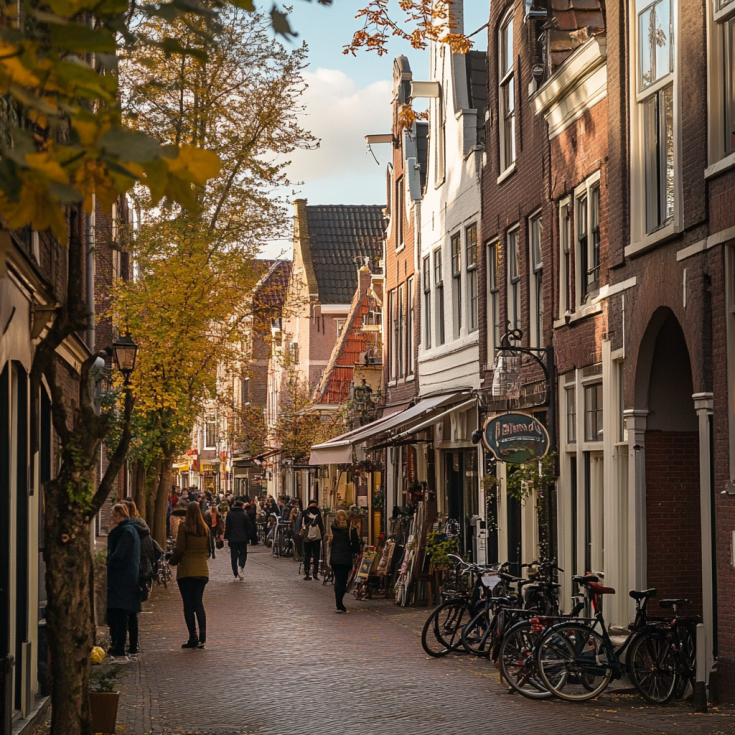 View of street of a dutch city View of street of a dutch city