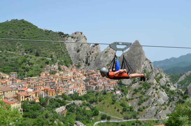 Person on a zipline