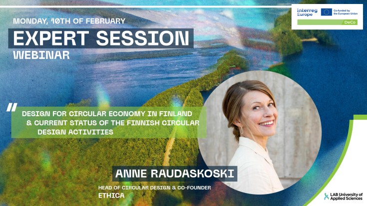 Event graphics for expert session webinar with a picture of Anne Raudaskoski from Ethica