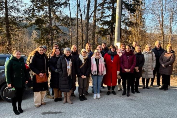 a group of people standing outside