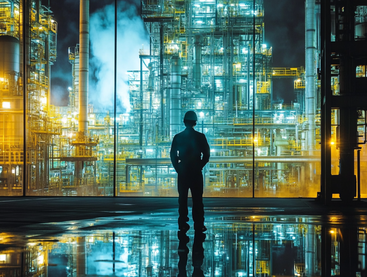 person looking to a construction site during night person looking to a construction site during night