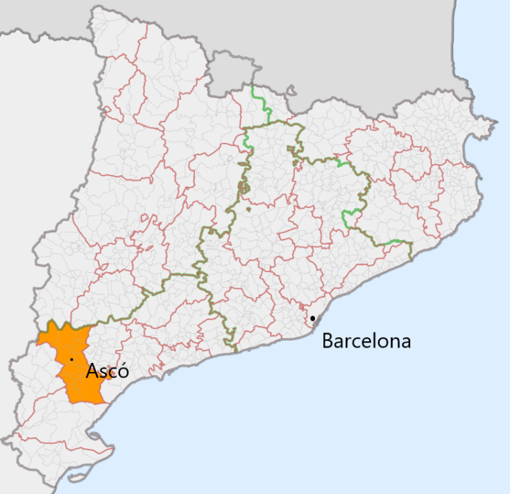 Map of Catalonia Ascó