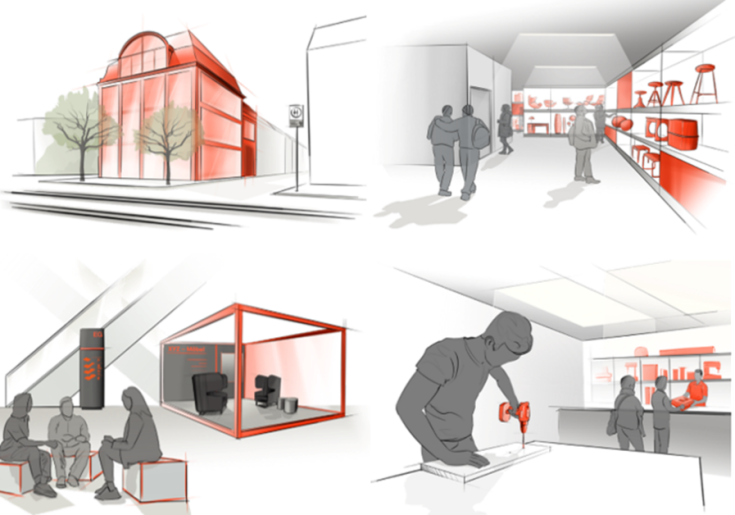 Concept designs for the planned department store Concept designs for the planned department store