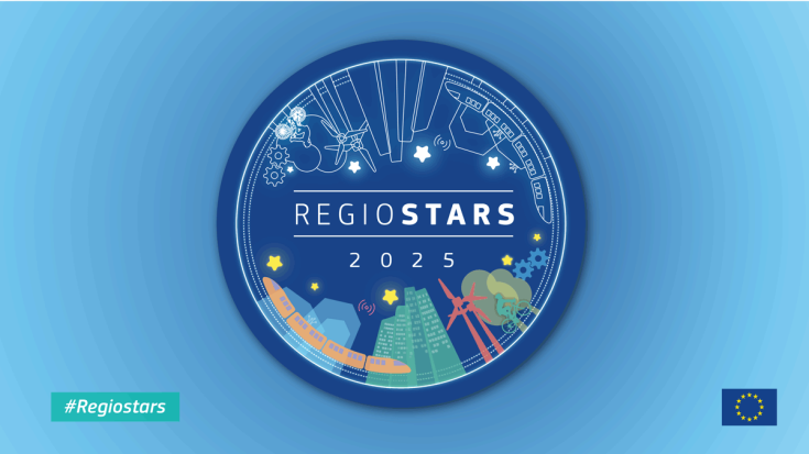 Regiostars 2025 Graphic with a blue background covered by the "REGIOSTARS 2025" logo.