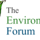 Blue swirl, green leaf, Text: The Environmental Forum 