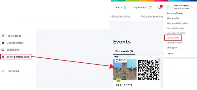 Screenshot of the event dashboard with a past event & instructions on where to find it