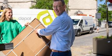 A retailer receives a large delivery