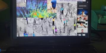 A screenshot of a Zoom meeting showing a presentation slide titled "3D maps and DBH." The slide includes various images of 3D mapping in forestry. The participant panel on the right shows attendees including Agnieszka Nedza, Walter Yen, Philippe Giguère, and Heesung Woo.
