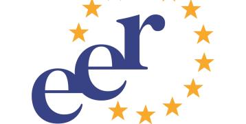 European Entrepreneurial Region (EER) logo with letters 'e-e-r' in blue and yellow stars from the EU flag in the background