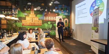 The room of Urban Space 100 hosted a kick-off press conference for the DAPHNE project in Ivano-Frankivsk.