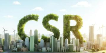 On this picture, you can see the CSR letters with a green city in the background