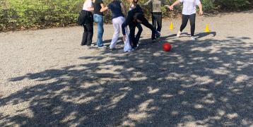 School kids in activity during school hours