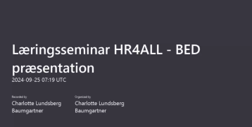 Learning seminar HR4ALL BED presentation