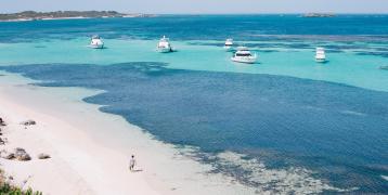 Remote beach with boats